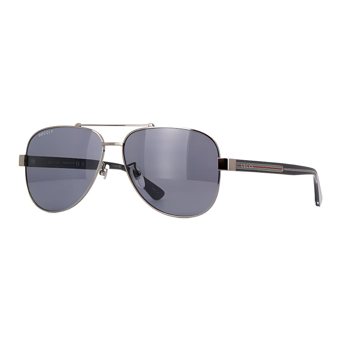 

GUCCI Monogram Logo Metal Aviator Sunglasses Men s Silver F