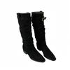 2025 New Pointed High-heeled Stacking Boots Long Boots Women's New Autumn and Winter Matte Suede Thin Long Tube Knight Boots