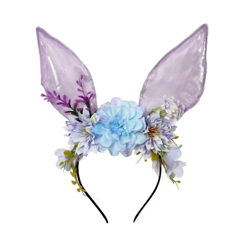 Colorful Rabbit Ears Headband Floral Bunny Ears Hair Hoop Cute Easter Headwear Cosplay Headbands