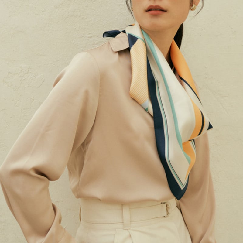 Saint Luxure Simple Square Scarf Sunset Navy SL22SMSSSNV