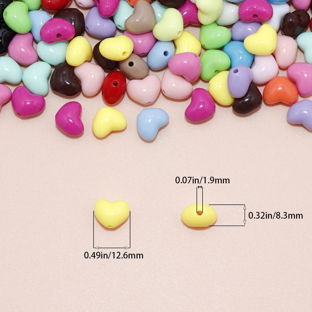 Colorful Acrylic Heart Beads for DIY Bracelets, Necklaces, and Phone Cases