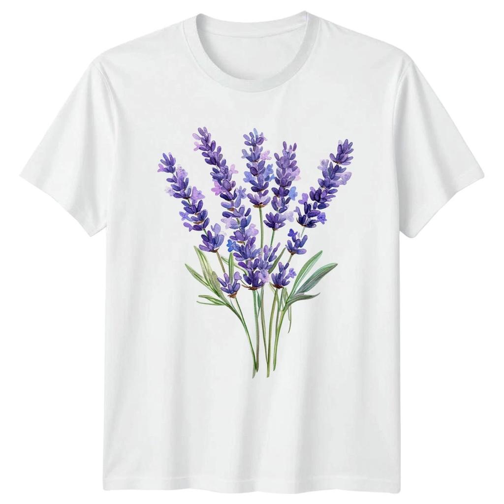 Lavender Flowers Floral Nature Mens T-Shirt Womens Tee Graphic Unisex Top
