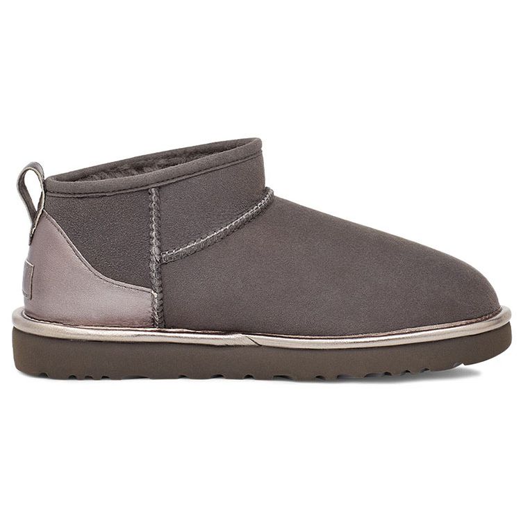 UGG Classic Ultra Mini Shine Sheepskin Warm Durable Comfortable Ankle Snow Boots Women boots Charcoal 1123634-CHRC