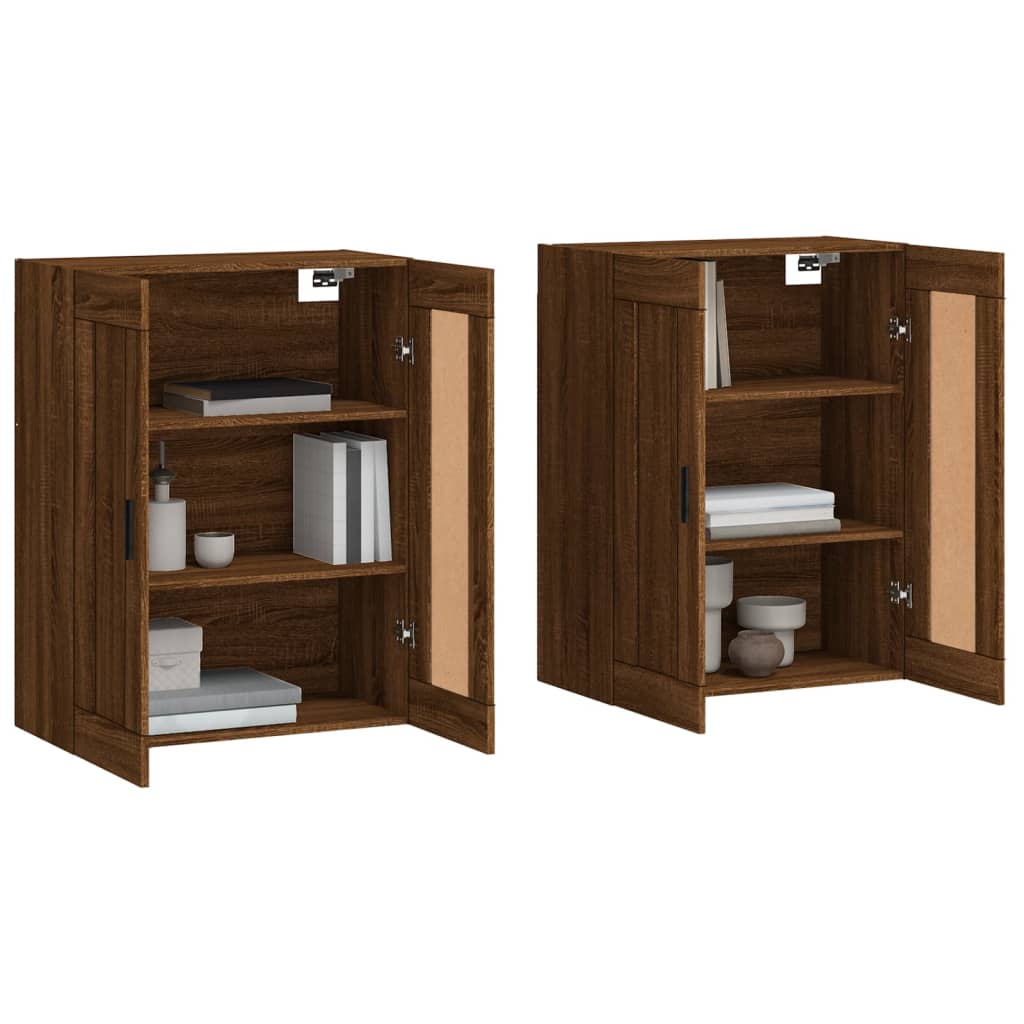 Wall Cabinets 2 Pcs Brown Oak Effect Particleboard