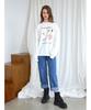 BONIEE Illustration (Fall Flower Dance) Graphic Oversized Sweatshirt White