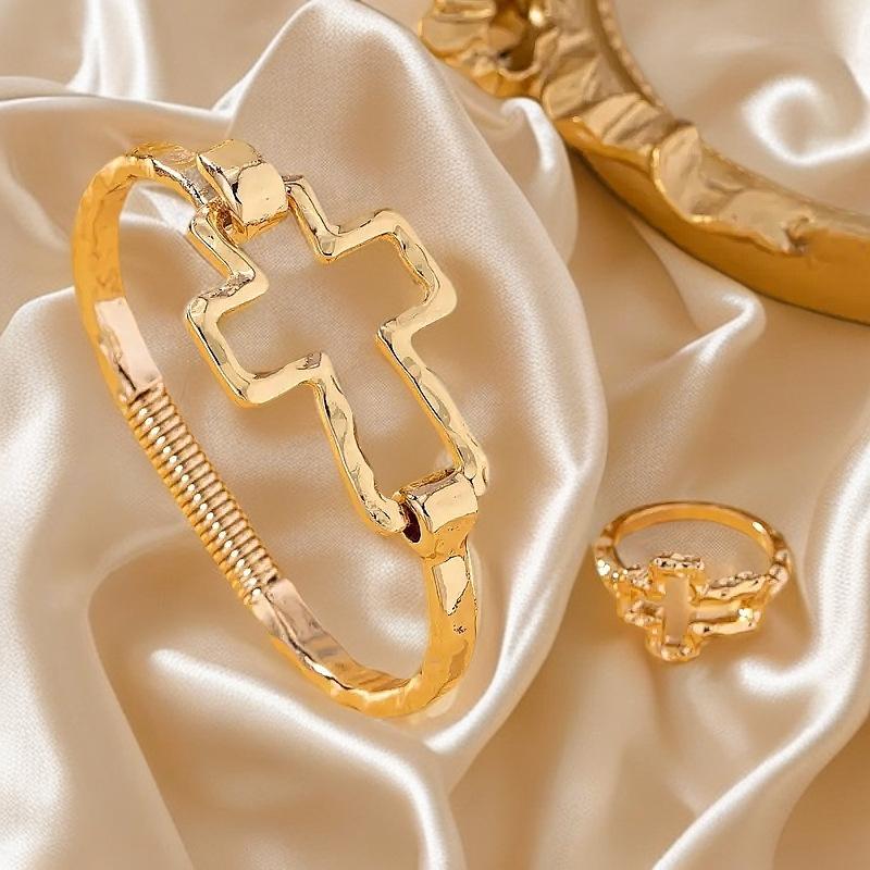 

Hollow Cross Bracelet Ring Women Girls Gifts Fashion Jewelry Hot Sale Party Gift 2025 New Style
