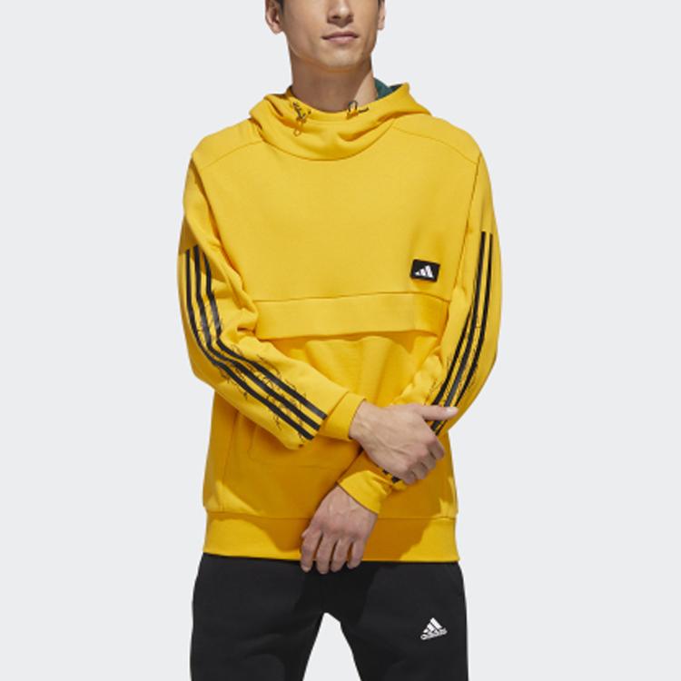 Adidas Fitness Sportovní Mikina s Kapucí Pánská Topy Zlatá GM4434