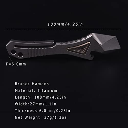 Hamans EDC Prybar Tool, Titanium Prybar, EDC Pocket Bottle Opener, Portable Multi-Tool