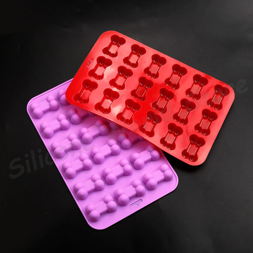 Silikon Welt Hundeknochen Silikon Schokoladenformen Haustier Leckerli Kekse Süßigkeiten Kuchen Backform Eiswürfelform Feuerlack Wachspartikelform