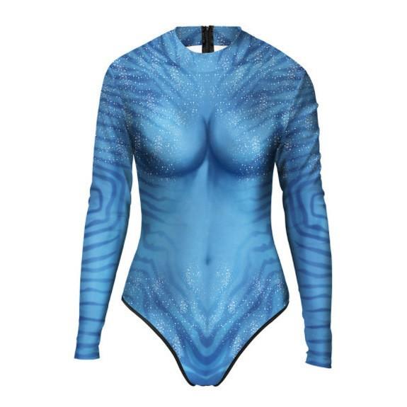 Movie stage suit print avatar with tail armor superhero suit, tights