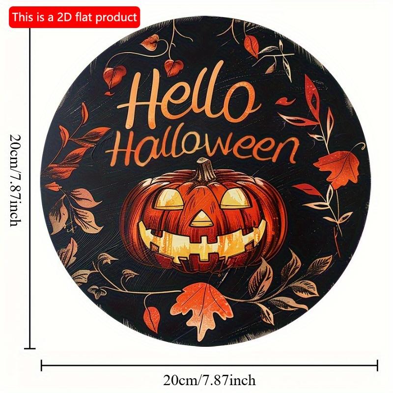 2d Flat 20*20cm, Halloween Home Decoration, Halloween Horror Pumpkin, Circular Wooden Logo, Creative Decoration, for Home, Kitchen, Garden, Bedroom