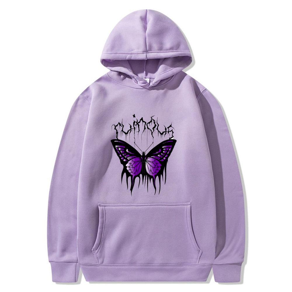 2025 Creative Butterfly Sweater Autumn and Winter Simple Long Sleeve Hooded Men's and Women's Couples Hoodie