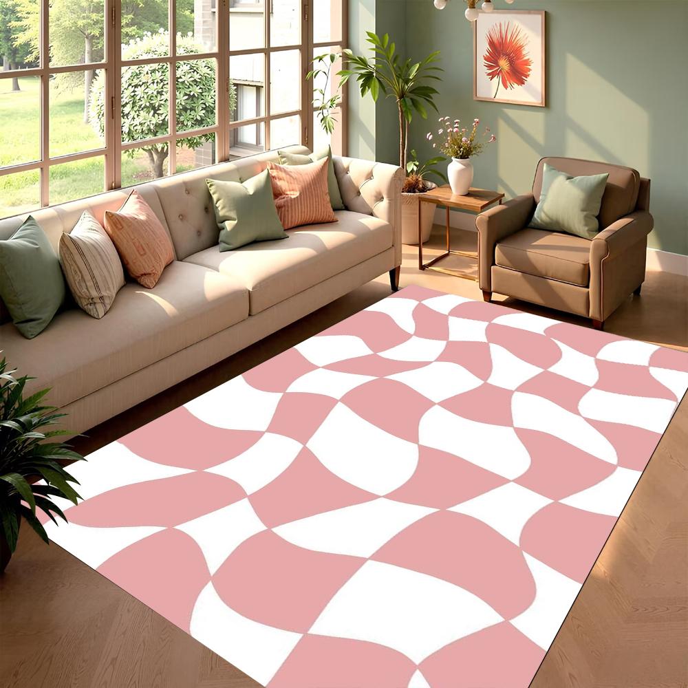 Moderne Verwrongen Schakenpatroon Vloerkleed Zacht Antislip Mat Minimalistisch Geometrisch Woondecoratie Tapijt voor Woonkamer Slaapkamer