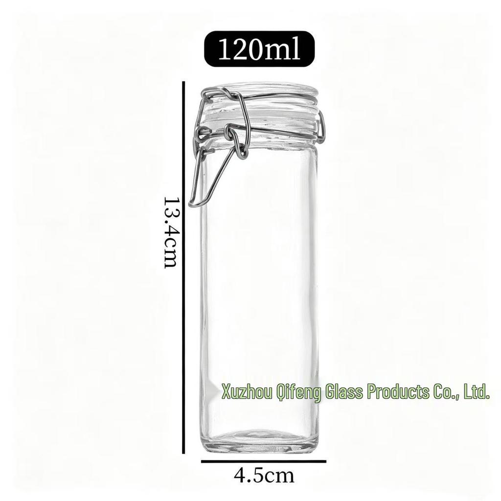 In Stock Transparent Graduated Glass Storage Jar with Sealed Buckle for Moistureproof Tea or Mason Jar Storage