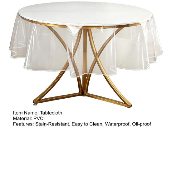Clear Round Tablecloth Plastic Table Protector Waterproof Oil-Proof Table Cover PVC Table Cloth for Round Table Home Parties