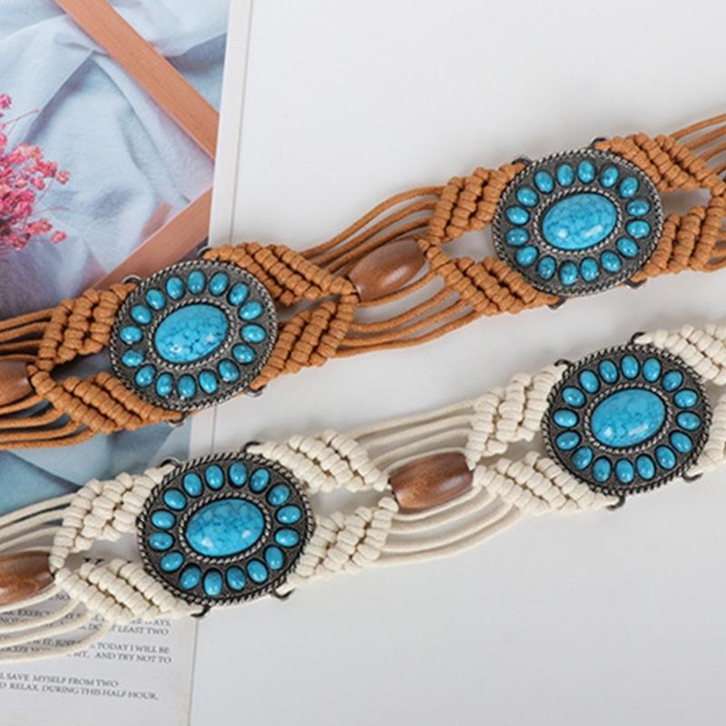 DIY Bohemian Wooden Bead Waist Rope Braided Tassels Belt Ethnic Style Belts