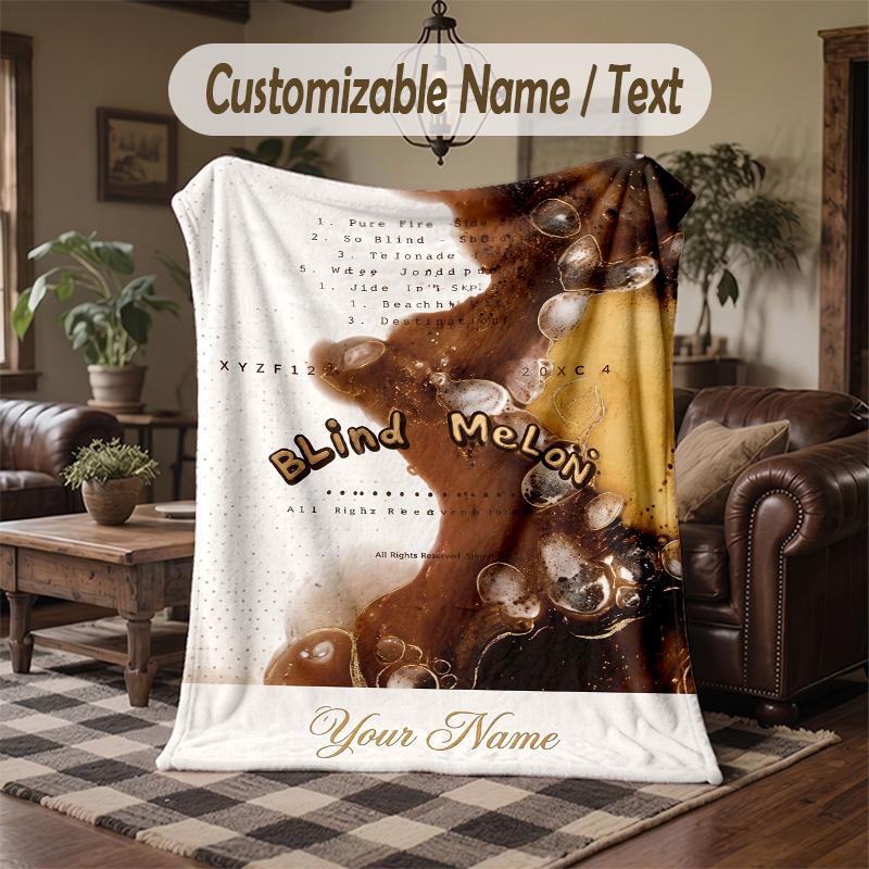 Black Rose Elegance Theme Throw Blanket Custom Name Text Personalized Blanket Soft Cozy Blanket for Home Sofa Bed