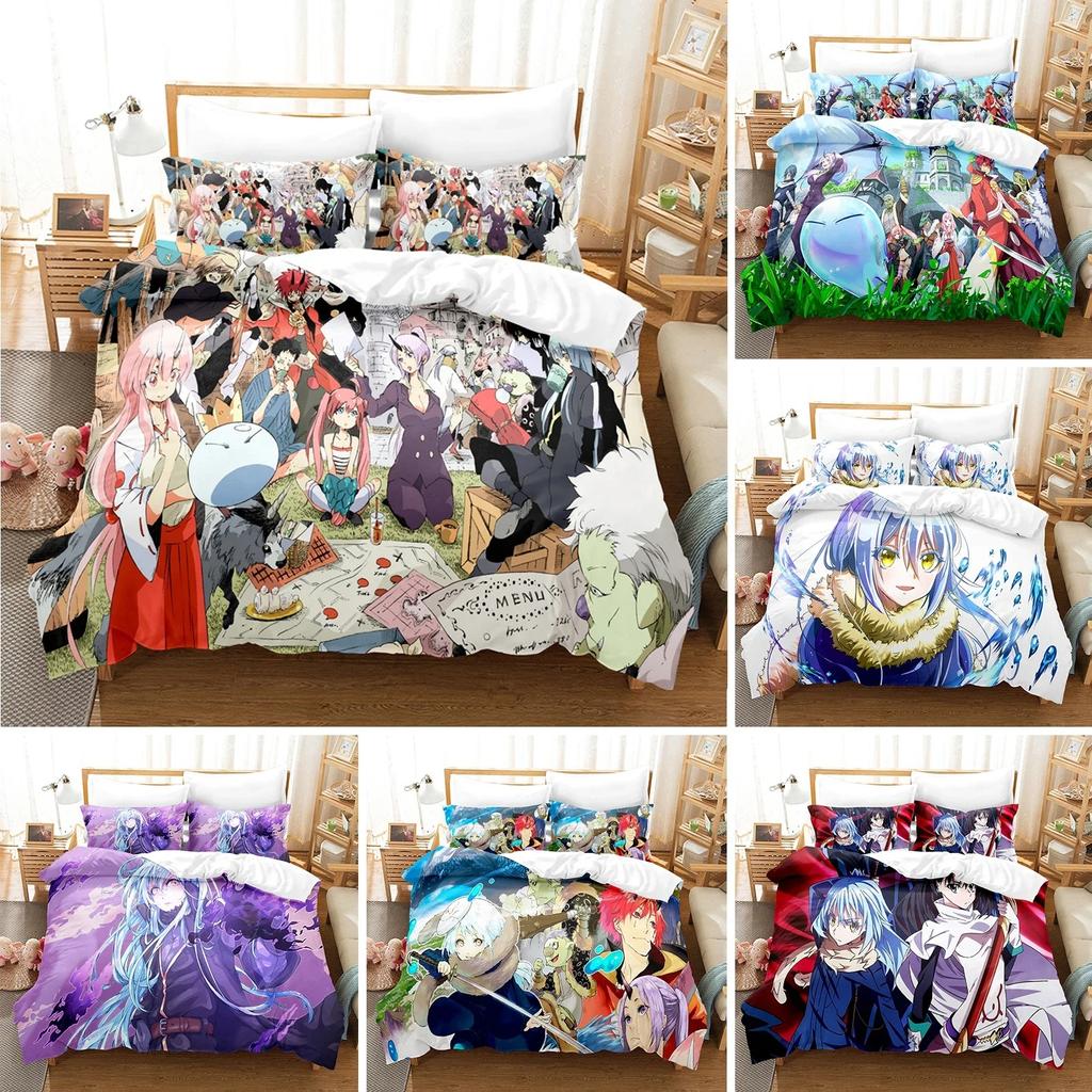 Anime-Bettwäsche-Set „That Time I Got Reincarnated As A Slime Rimuru“, Geschenk für Kinder, Bettbezug, Kissenbezüge, Queen-Size-King-Size-Einzelbett