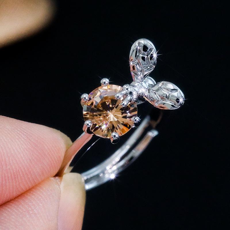 Viya Personality Niche Women'S Zircon Copper Open Ring Women'S Korean Version Trend Index Finger Ring Women'S Jewelry