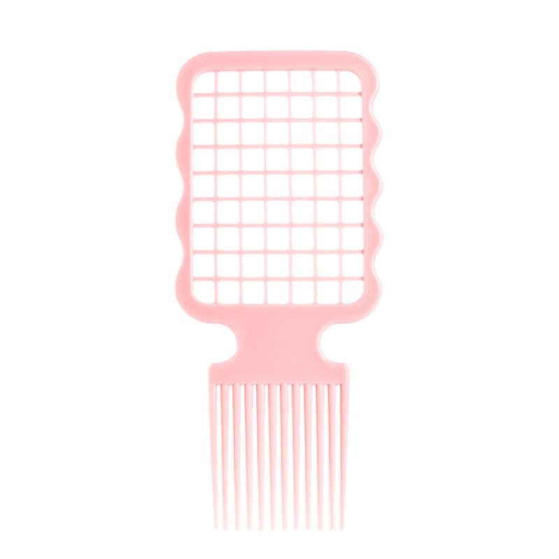 

1pcs Professional Afro Fork Comb Wide Teeth Hairdressing Brush Anti-static Heat-resistant Hair Styling Tools Curly Hair Brush світло-рожевий колір