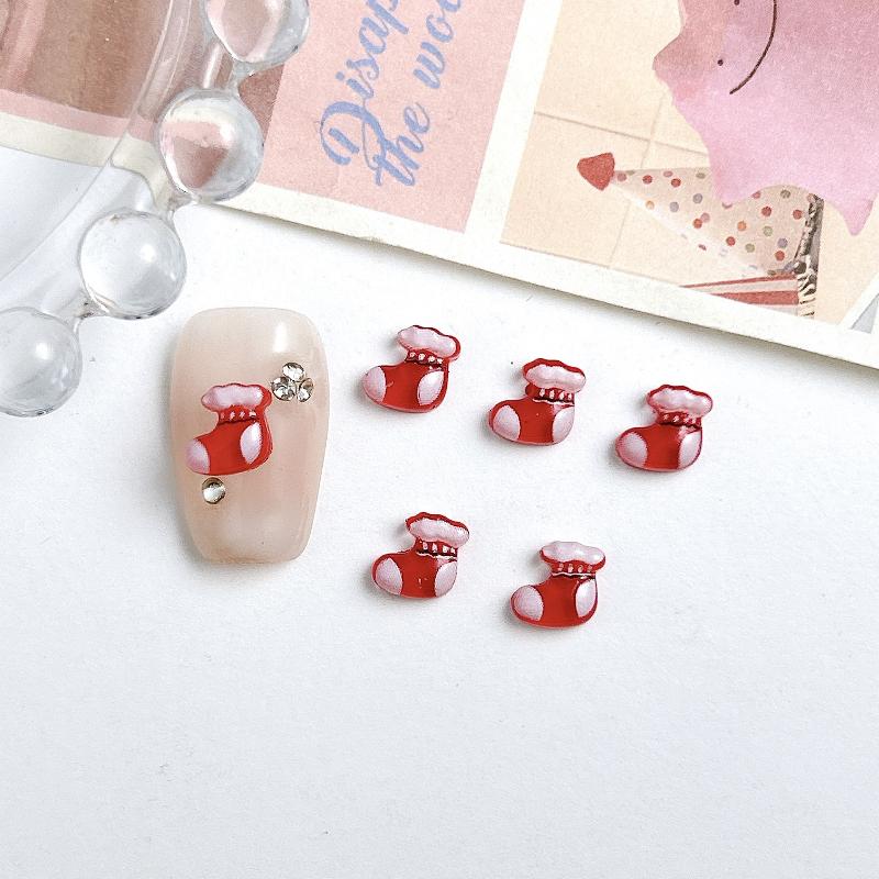 30 Stück Cartoon Kreative Schneeflocke Handschuhe Elch Nagelanhänger Durchscheinend Weihnachtsmann Weihnachts-Serie Harz DIY Nailart Dekoration