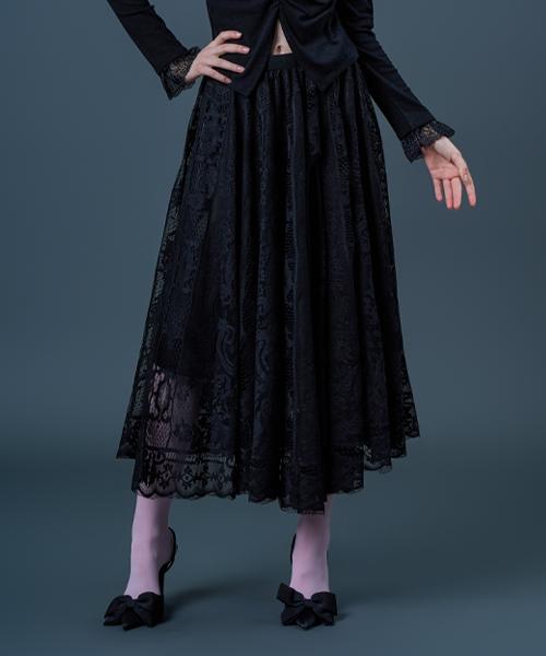 Sitipabjeu [Cp] Lace Lovely Classic Banding Long Skirt [Black] Kcl.