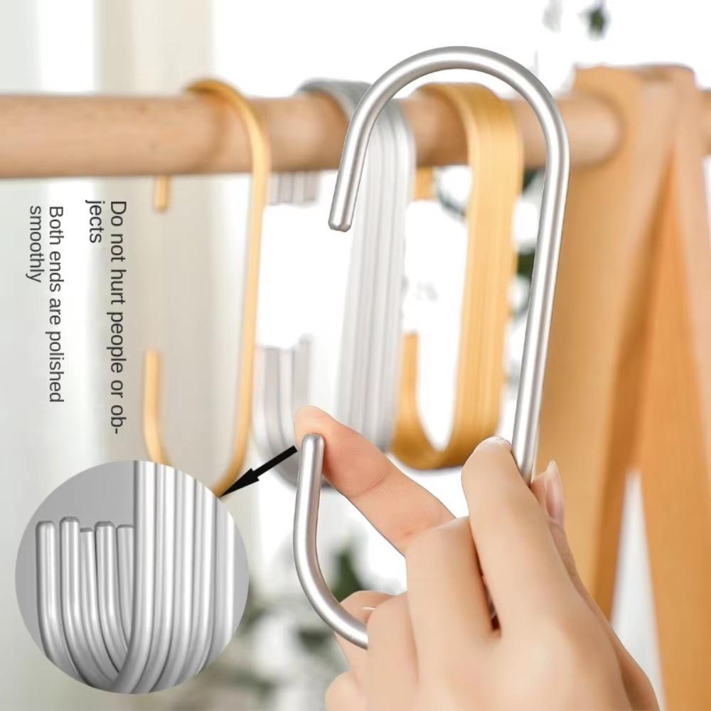 5pcs Aluminium Alloy Clasp Holder Hooks Multifunction Clothes Bag Hanger  Closet Organizer