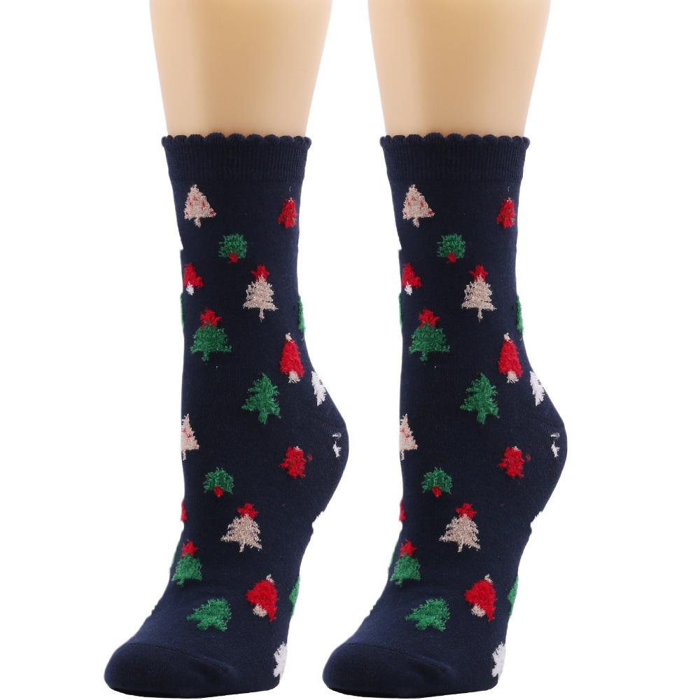 Women's Mid-Tube Fluffy Christmas Socks: European & American Winter Collection