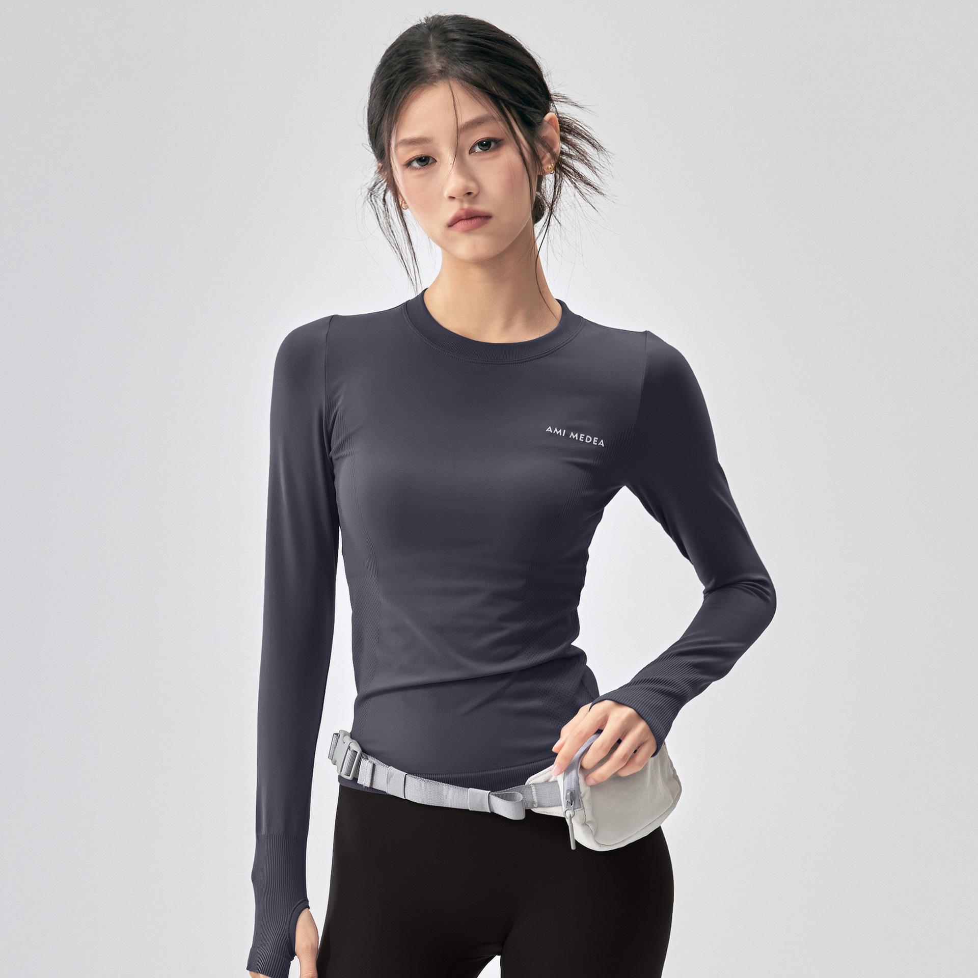 Quick-Dry Body-Shaping Yoga  Running Long Sleeve Top Medium