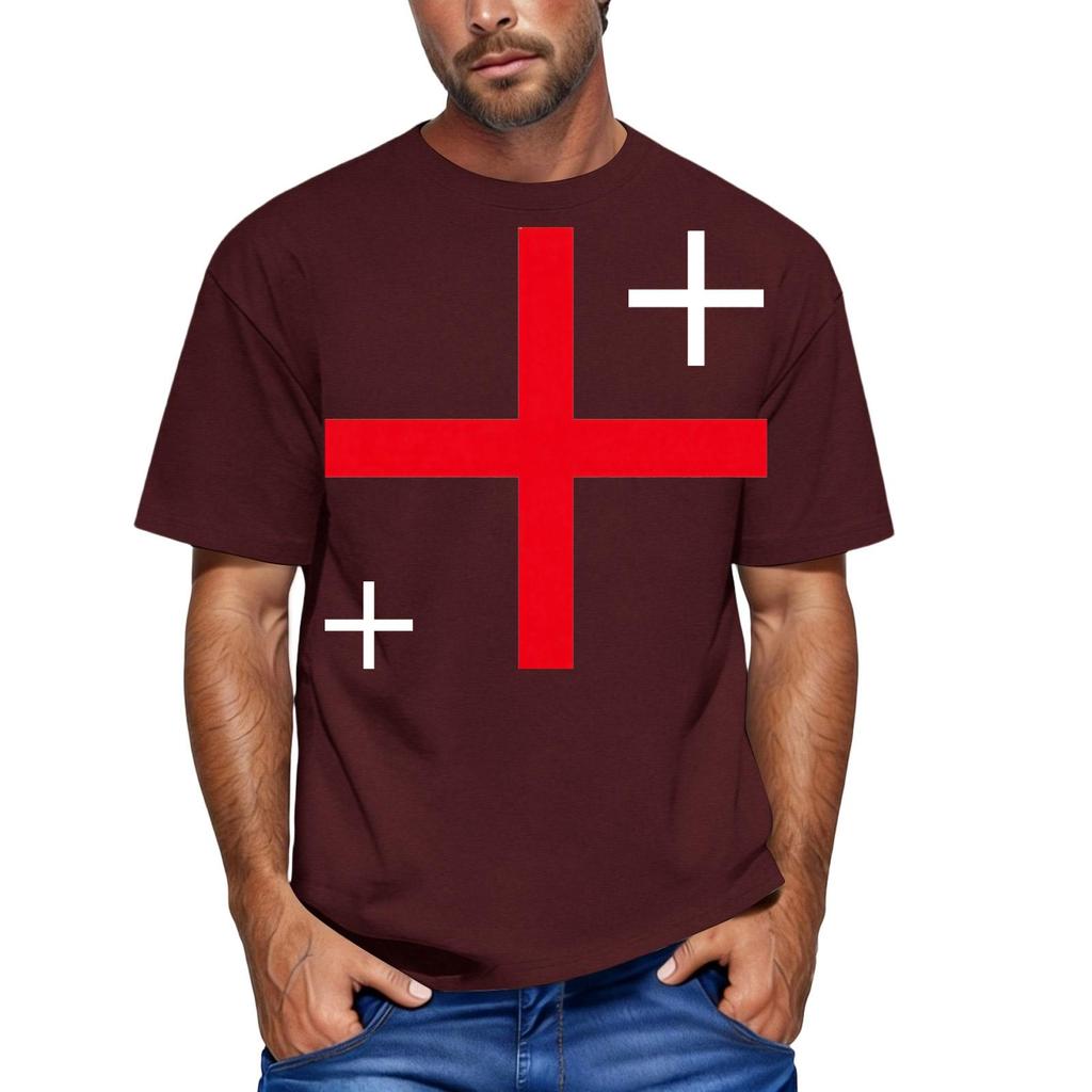 Men's Casual Short Sleeve Crew Neck T Shirt with England Inspired Graphic Print Comfortable Fit Lightweight Fabric Suitable for Everyday Wear
