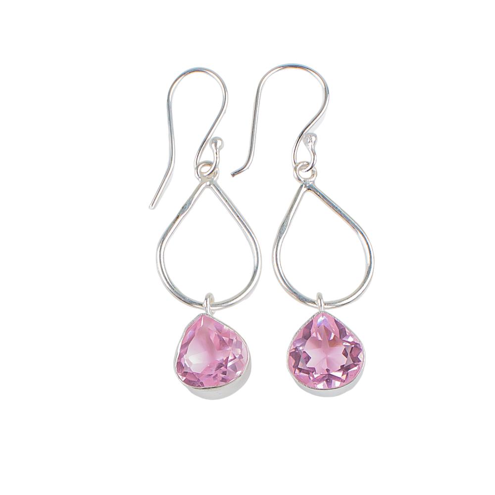 Natural Morganite Gemstone 925 Sterling Silver Jewelry Handmade Earrings 1.90" EE-19-11