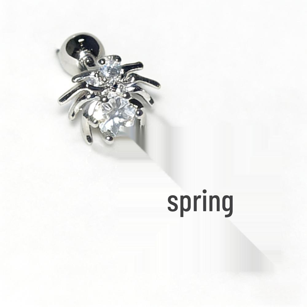 Trendy Spider Stud Earrings with Rhinestones - Punk Style, Unique Niche Design, Ins Style Cochlea Studs