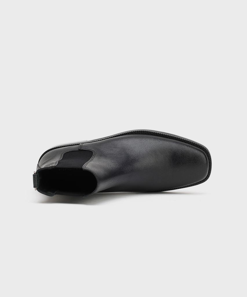Firenze Atelier [Vibram] Minimal Semi-Square Line Chelsea Boots 7430 [Crack Black]