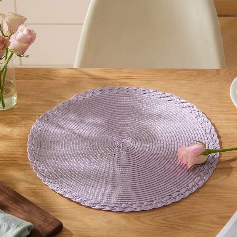 Daily minimalist double-layer twisted edge PP woven placemat, round dining table mat, heat-insulated, heat-resistant table mat, heat-insulated table