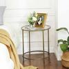 VASAGLE Round Side Table, Tempered Glass End Table With Golden Metal Frame, Small Coffee Table, Bedside Table, Living Room, Balcony