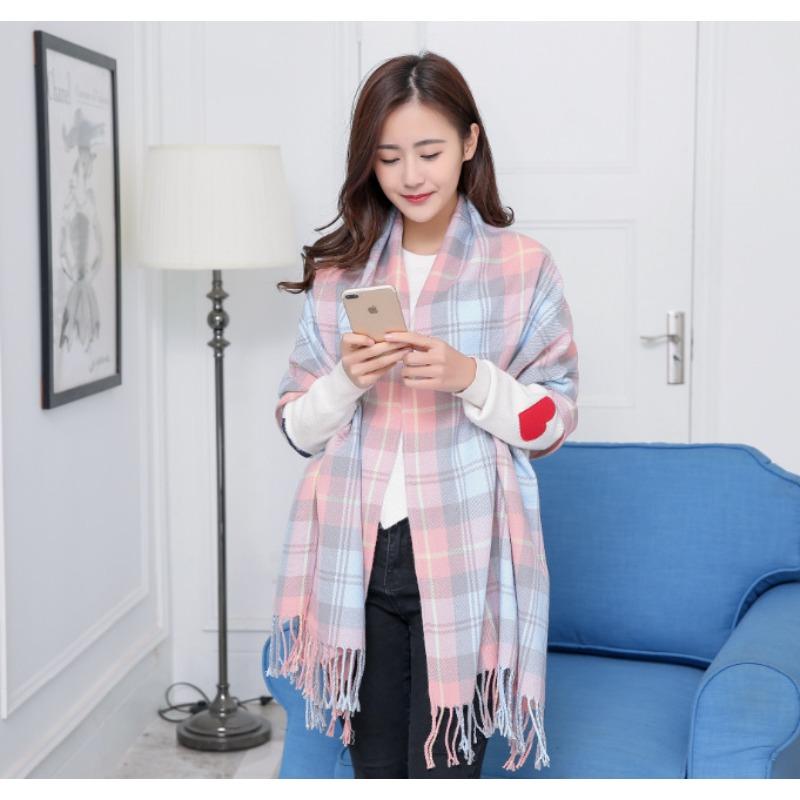 Autumn and winter scarf women's casual versatile plaid shawl dual-purpose long thickened warm student scarf plaid