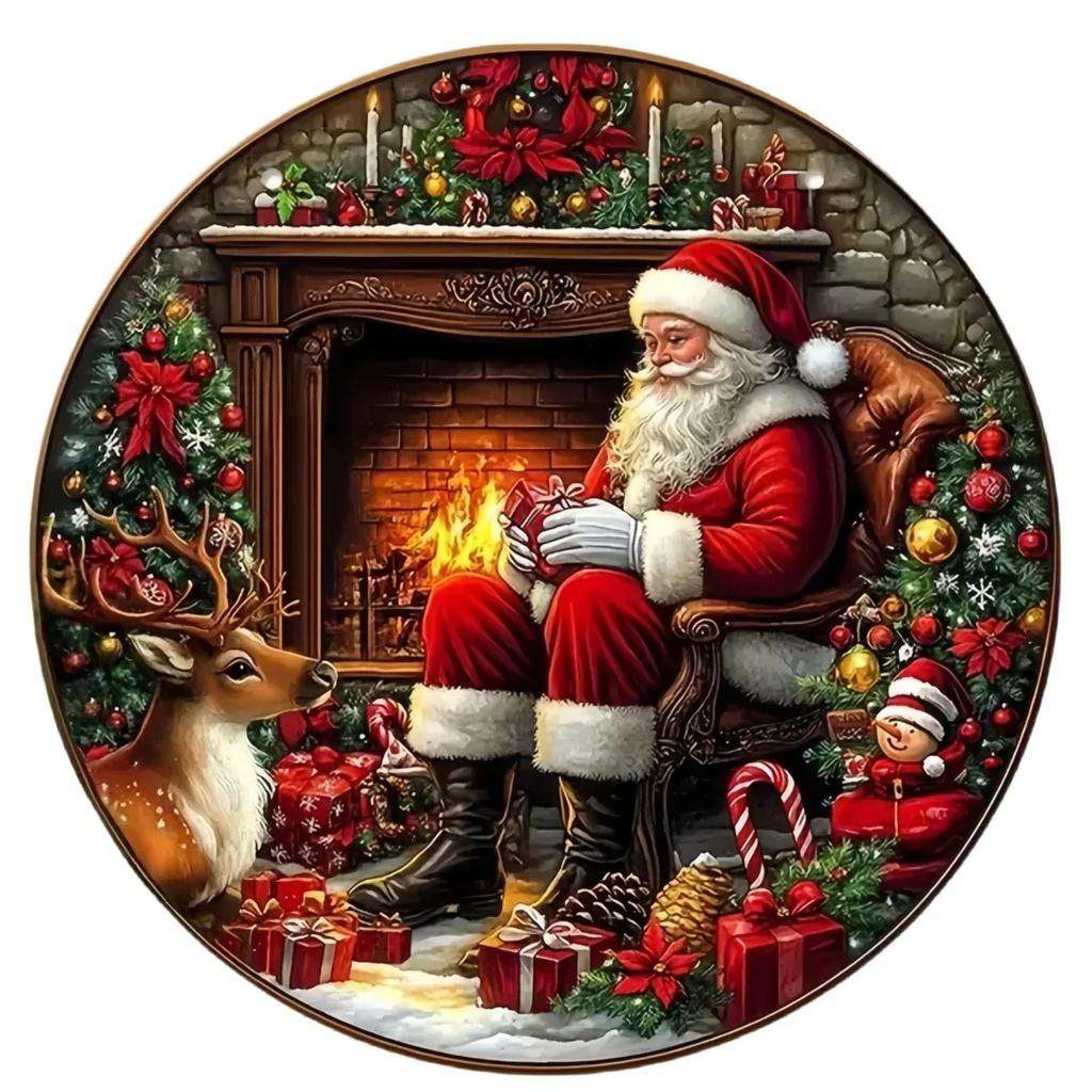 Retro Santa Sign Vintage Christmas Decor Home Cafe Garage Wall Hanging Holiday Gift