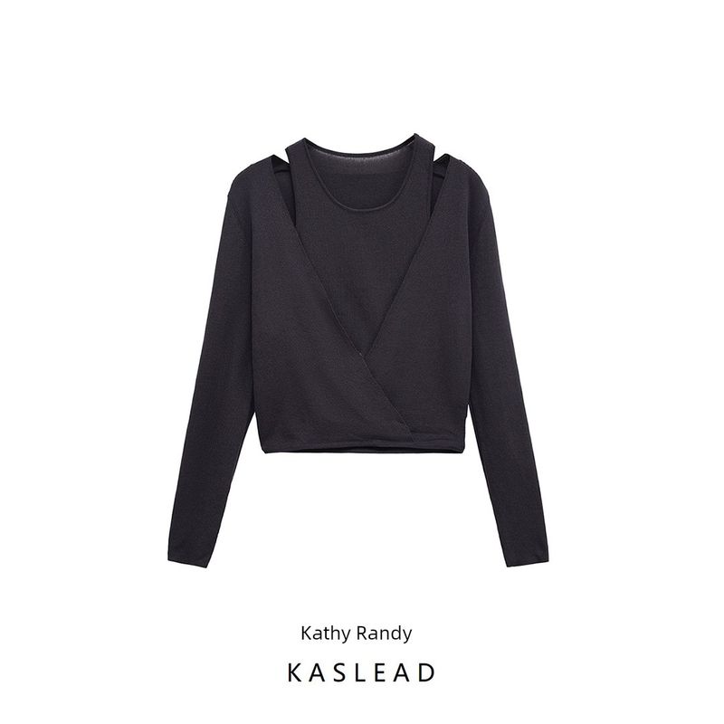 Kaslead New Women clothes Western Style Fashion Slim fit Wear More round Neck Long sleeve Knit 2893173