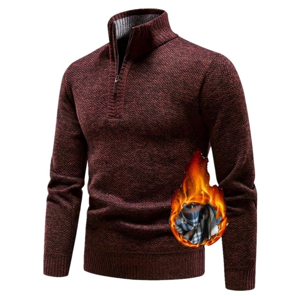 Autumn Winter Men Knitted Pullover Half Zip Stand Collar Long Sleeve Ribbed Cuff Slim Fit Warm Daily Office Business Casual Men Sweater Jumper
