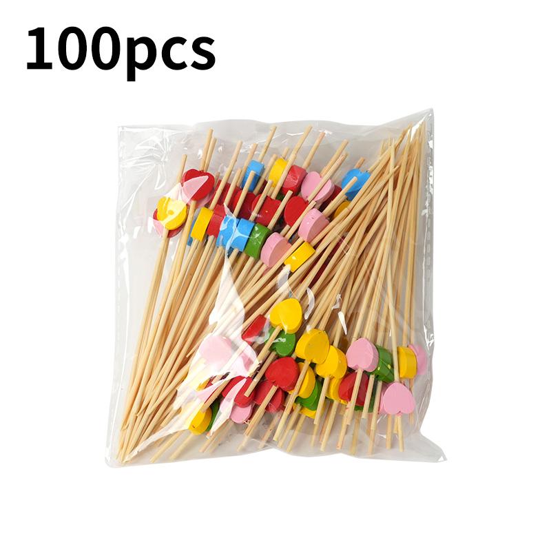 100 Stück Einweg Bambus Lebensmittel Obst Zahnstocher Salat Kuchen Dessert Gabel Stick für Hochzeit Geburtstagsfeier Deko Cocktail Zahnstocher