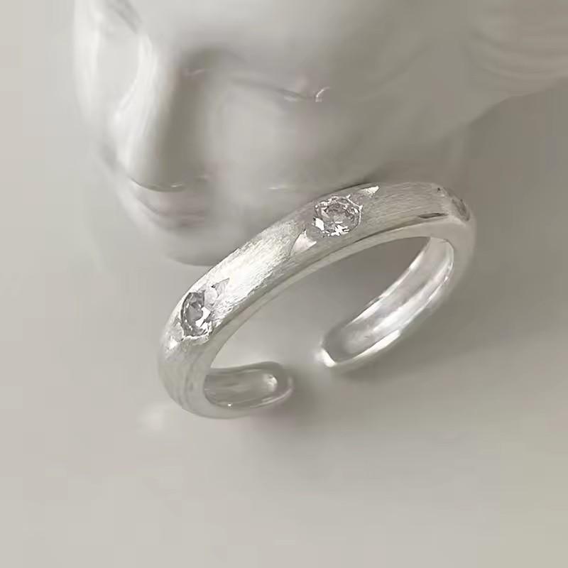 PANJBJ 925 Silver Stars Ring For Women Blue Crystal Opening Sweet Romance Irregular Versatile Jewelry Gift