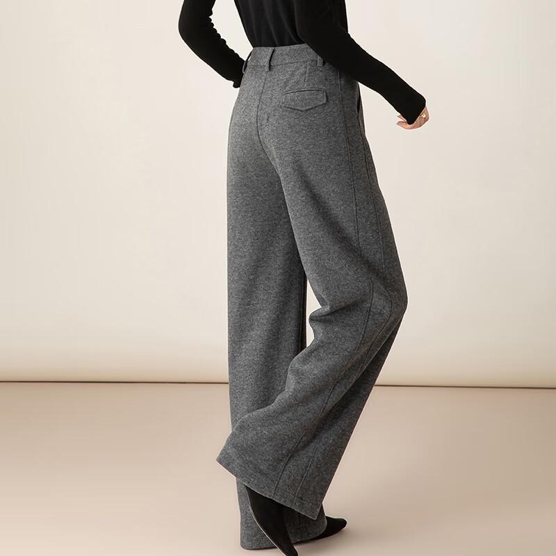 Fanzhen Women's High-Waist Thick Woolen Wide-Leg Pants