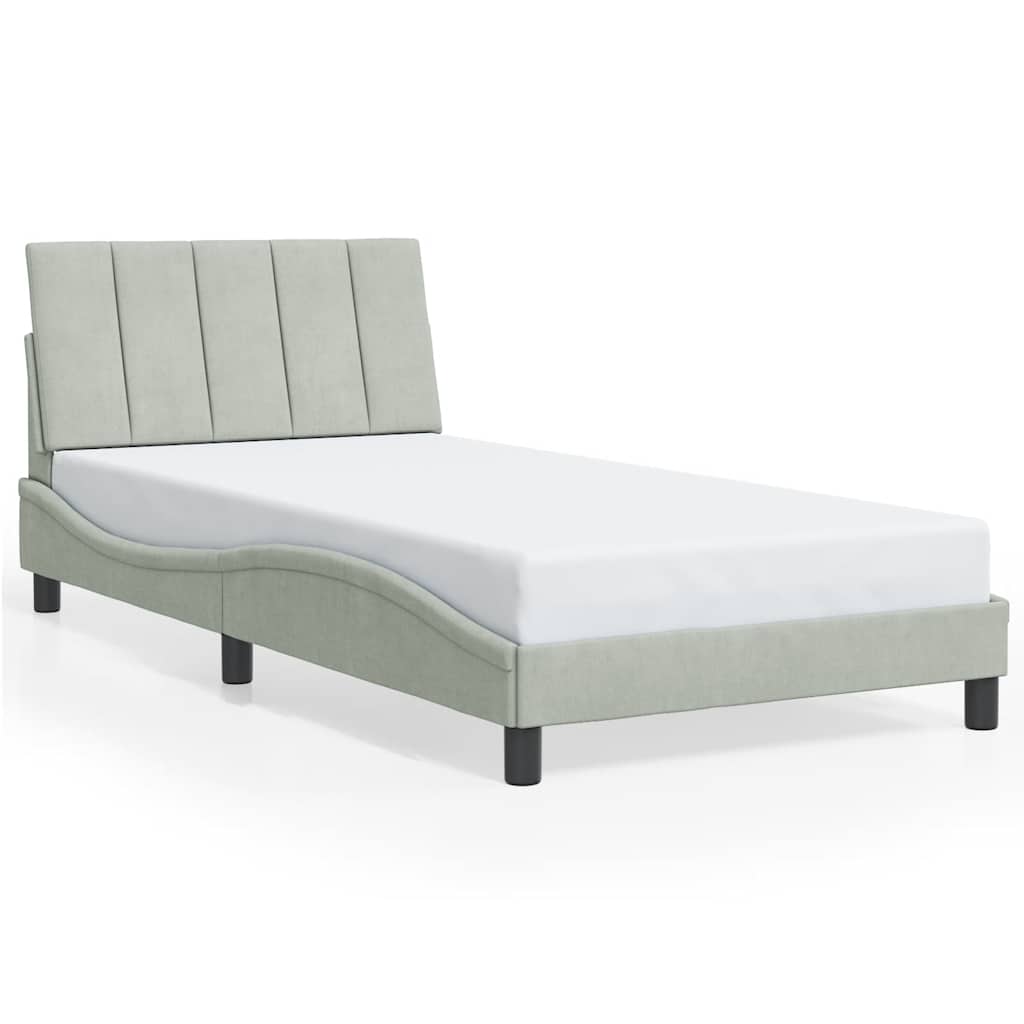 Bed Frame without Mattress  Hanko  Light Grey 100x200 cm Velvet