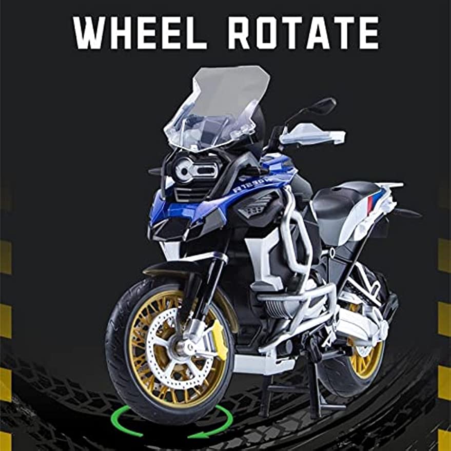 1/12 Scale R1250 GS Diecast Motorcycle Model Toy with Sound and Light for Kids Toddler Boys Girls Gift Collection