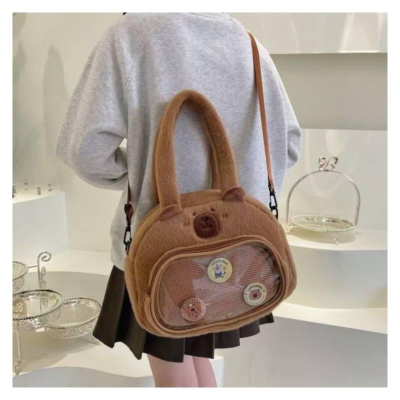 Plush Adorable Capybara Single Shoulder Crossbody Bag Handbag Cute Gift Kids