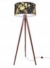 Floor Lamp Tripod Lampshade Golden Flowers Led