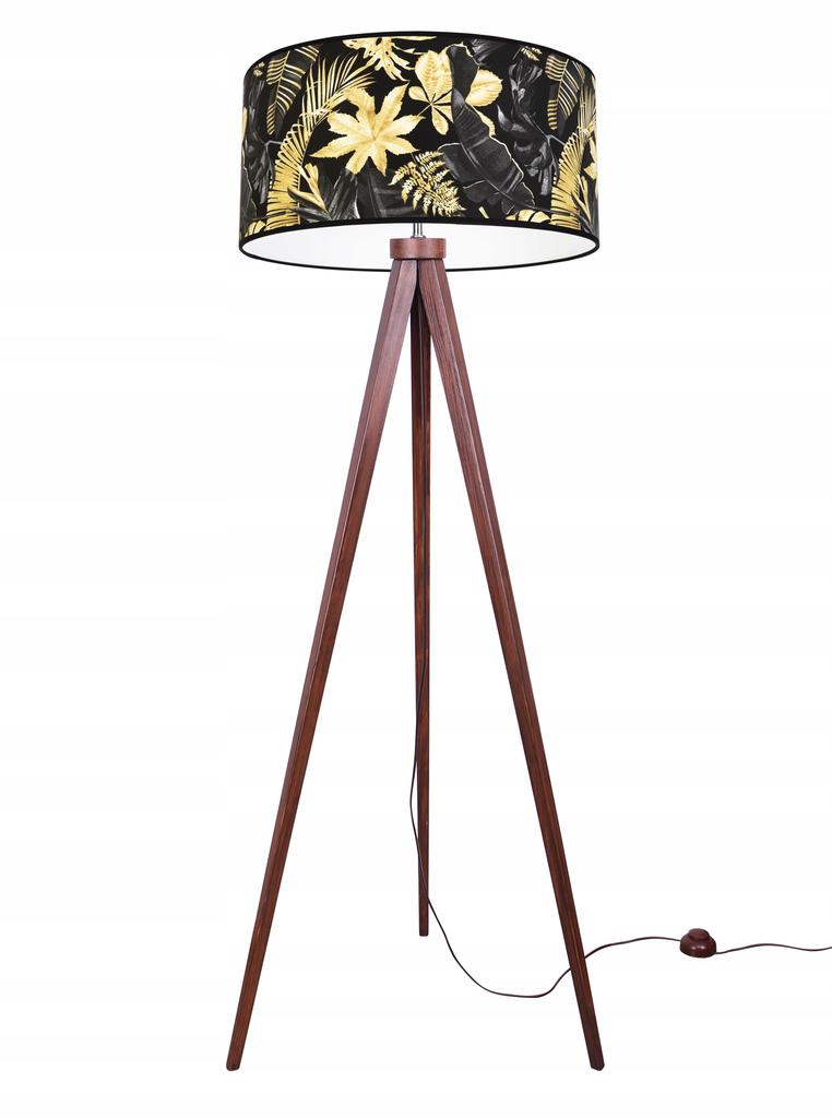 Floor Lamp Tripod Lampshade Golden Flowers Led