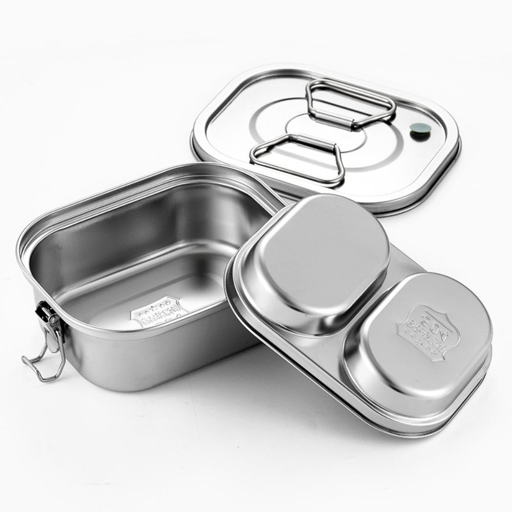 304 Stainless Steel Camping Lunch Box Compartmental Food Storage Box Dinnerware Picnic Box  Trip