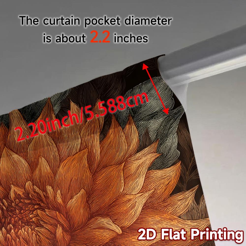 Set Of 2 Flat Printing Curtains Without Rod Floral Elegance Orange Ramadan Festival Durable Polyester Minimalist Made