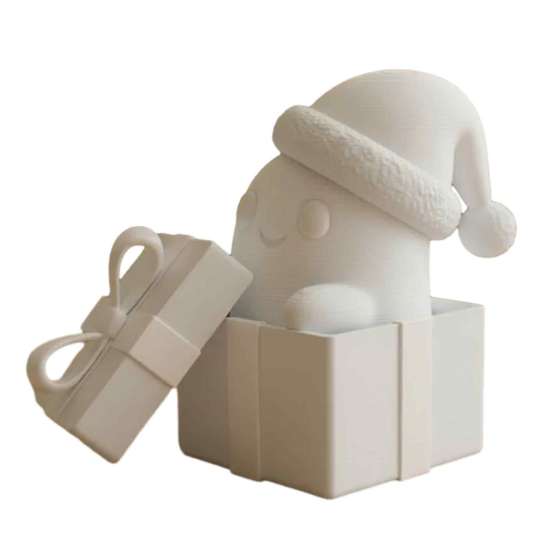 Cartoon Elf Ornaments 3D Printed Christmas Gift Box Ghost Figurine Ornaments, Cute Fun Handmade Creations Halloween Pumpkin Desktop Decoration